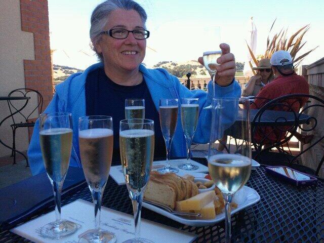 Patty Romanoff with champagne glass